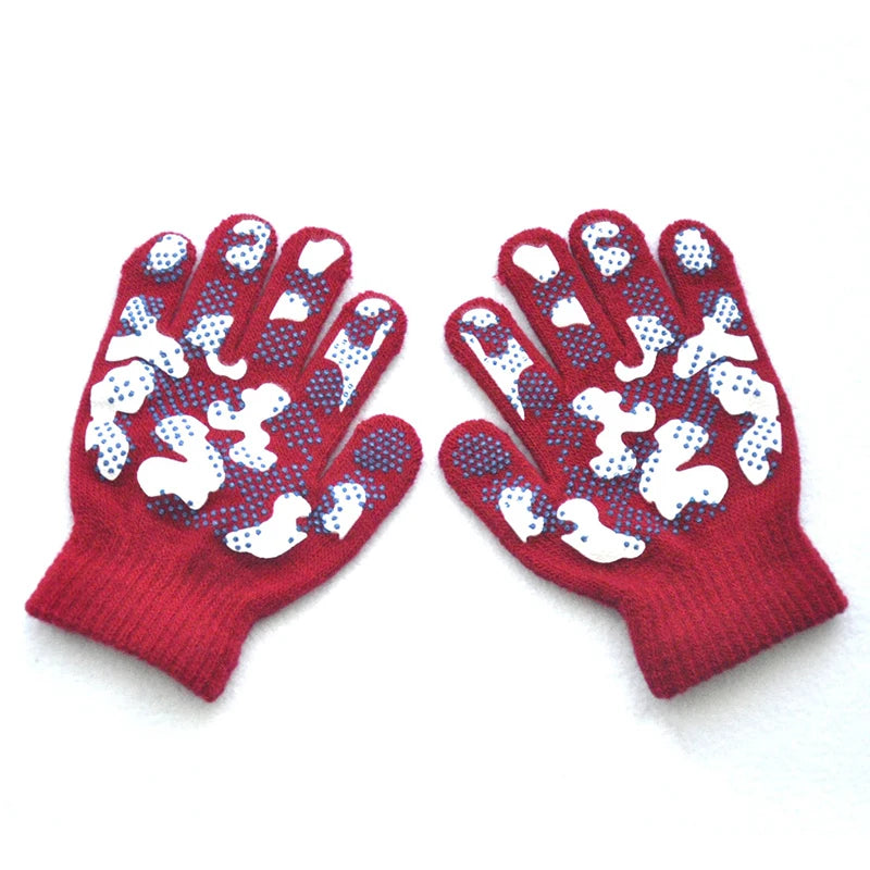 New Camouflage Anti Slip 3-6Y Children Winter Knitted Warm Gloves For Boys Girls Student Mittens Outdoor Cycling Skiing Gloves