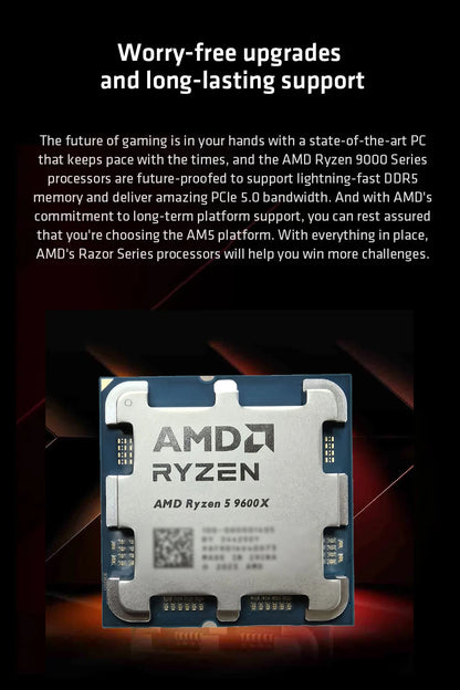 AMD Ryzen 5 9600X 100% AMD R5 9600X CPU Max Boost Up to 5.4GHz 6 Cores 12 Threads 32MB L3 Cache AM5 for B850 X870 Loose Pieces