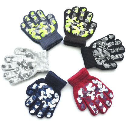 New Camouflage Anti Slip 3-6Y Children Winter Knitted Warm Gloves For Boys Girls Student Mittens Outdoor Cycling Skiing Gloves