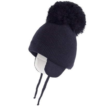 Winter Warm Knitted Baby Hats for Girls Pom Pom Kid Toddler Boys Beanies Cap with Fleece Lining