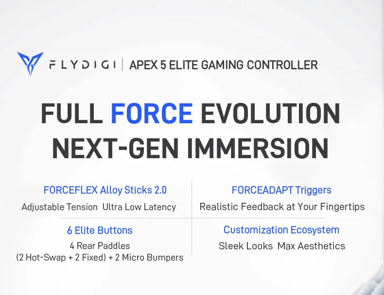 Original Flydigi APEX 5 Gaming Controller Wireless Gamepad Elite Force Feedback Trigger Support PC/NS/Mobile/TV Box