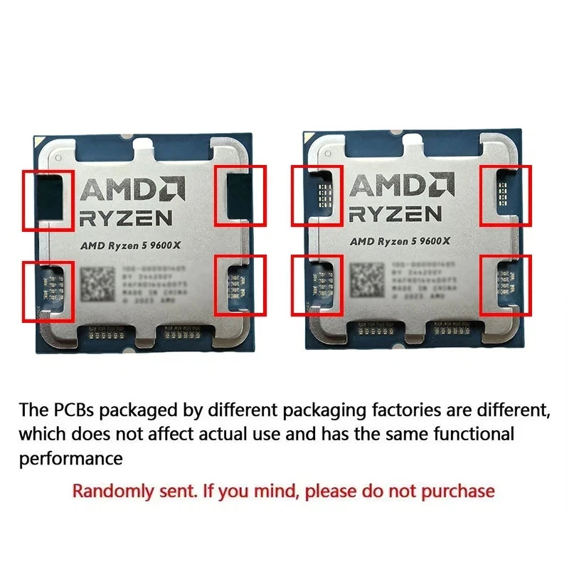AMD Ryzen 5 9600X 100% AMD R5 9600X CPU Max Boost Up to 5.4GHz 6 Cores 12 Threads 32MB L3 Cache AM5 for B850 X870 Loose Pieces