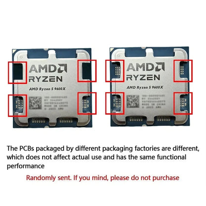 AMD Ryzen 5 9600X 100% AMD R5 9600X CPU Max Boost Up to 5.4GHz 6 Cores 12 Threads 32MB L3 Cache AM5 for B850 X870 Loose Pieces