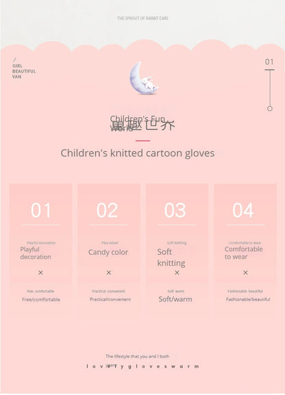 Autumn and Winter Children's Warm Gloves 3-8 Year Old Boys and Girls Thickened Striped Knitted Full Finger Gloves