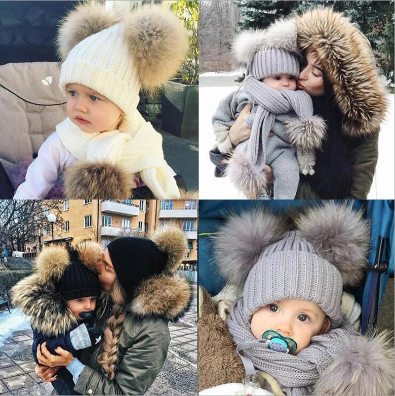 New Mother Kids Winter Hats for Baby Girl Boy Bobble Hat Kids Cap for Children Pompom Baby Beanie Infant Bonnet Accessories 0-3Y