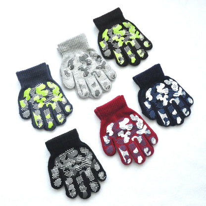 New Camouflage Anti Slip 3-6Y Children Winter Knitted Warm Gloves For Boys Girls Student Mittens Outdoor Cycling Skiing Gloves