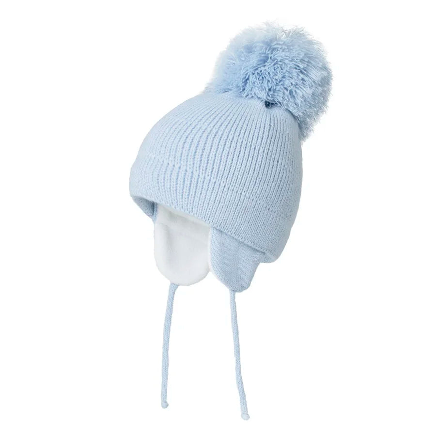 Winter Warm Knitted Baby Hats for Girls Pom Pom Kid Toddler Boys Beanies Cap with Fleece Lining