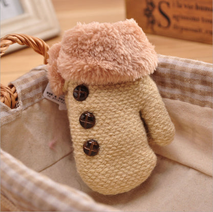 Children'S Gloves Winter New Boys Warm Baby Bag Refers To Children Plus Velvet Thick Knitted Woolen Gloves