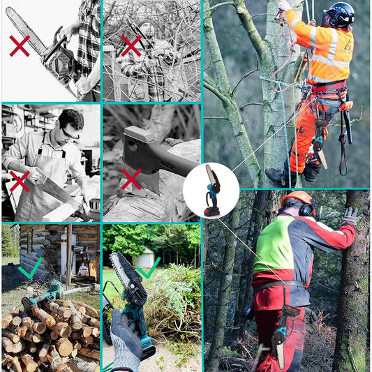 8-Inch Cordless Chainsaw 2 Batteries 21V Li-ion Battery And Charger