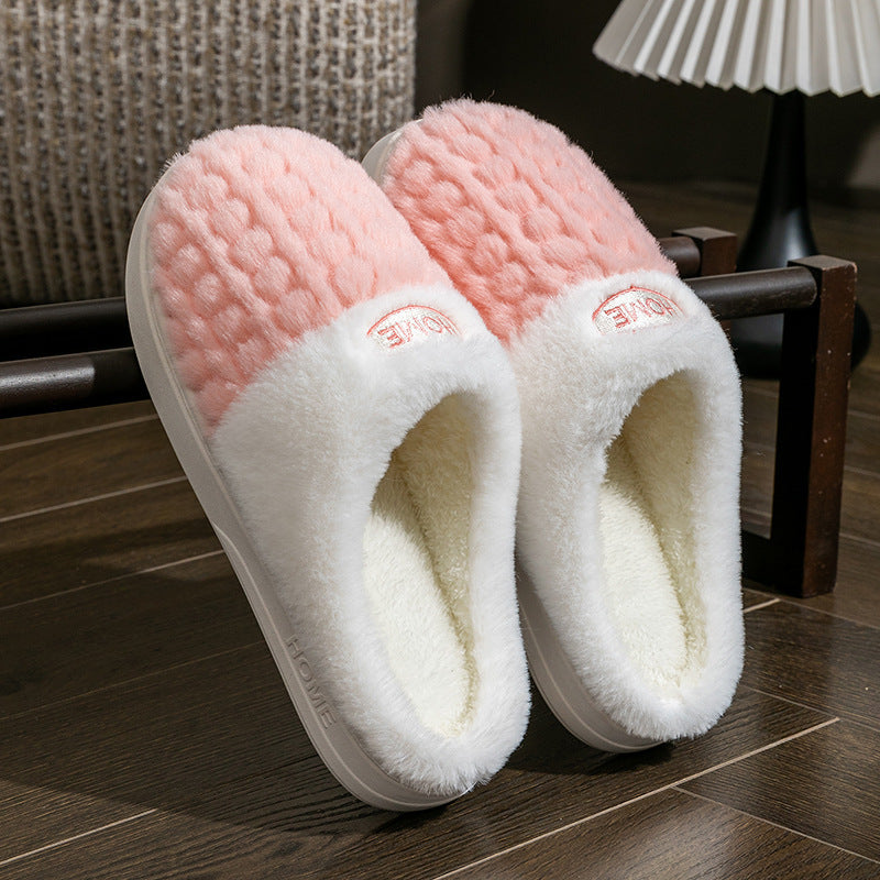 Women's Non-slip Thick Bottom Color Matching Cotton Slippers