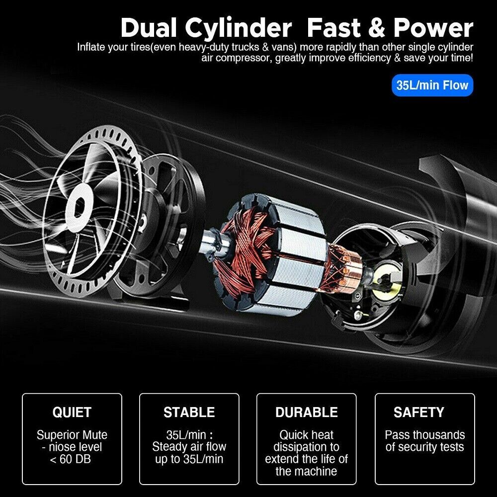 150PSI HEAVY DUTY PORTABLE 12V ELECTRIC CAR TYRE INFLATOR AIR COMPRESSOR