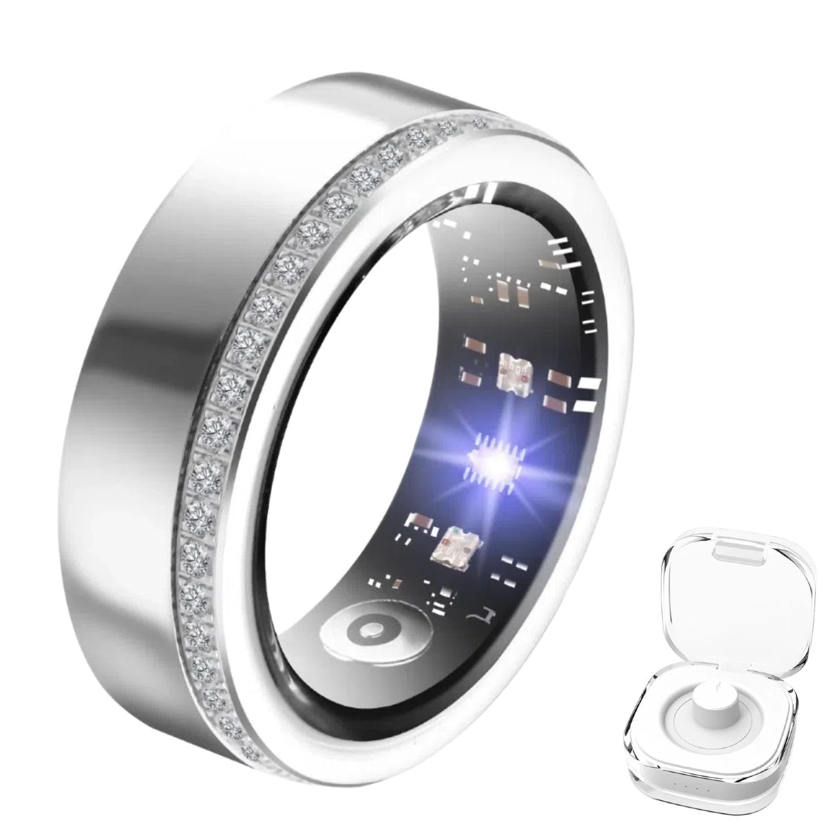 2025 New Smart Ring For Women Luxury Elegant Diamond Ring With Visible Tech Core Heart Rate Sleep Tracker Fitness Health Monitor IP68 Waterproof  Compatible