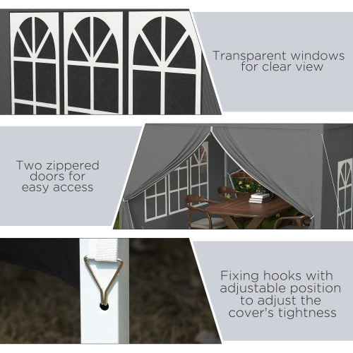 Outsunny 3 X 3 Meters Pop Up Water Resistant Gazebo Wedding Camping Party Tent Canopy Marquee With Carry Bag And 2 Windows, Grey