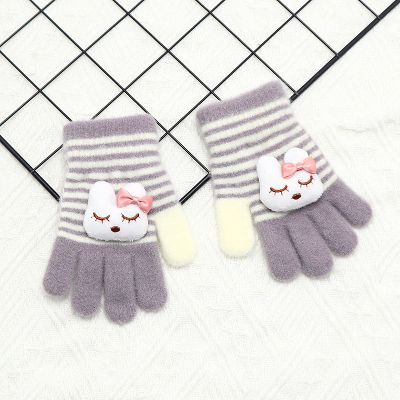 Children's Gloves Winter Warm Five Finger Girls Cute Baby Cartoon Boys Primary School Children Finger Autumn Winter