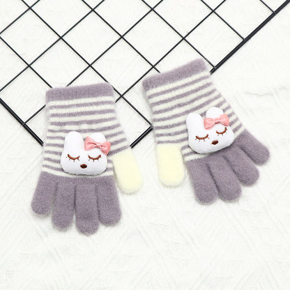 Children's Gloves Winter Warm Five Finger Girls Cute Baby Cartoon Boys Primary School Children Finger Autumn Winter