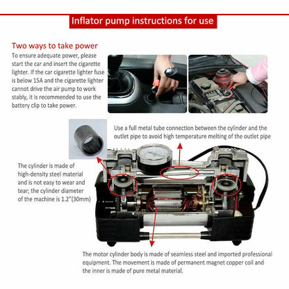 150PSI HEAVY DUTY PORTABLE 12V ELECTRIC CAR TYRE INFLATOR AIR COMPRESSOR