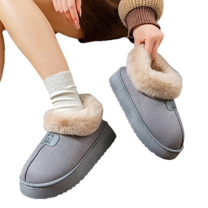Ankle Wrap Cotton Slippers Women's Fashion Thick Snow Boots