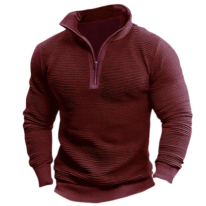 Men's Coat Contrast Color Zipper Casual Sweatshirt