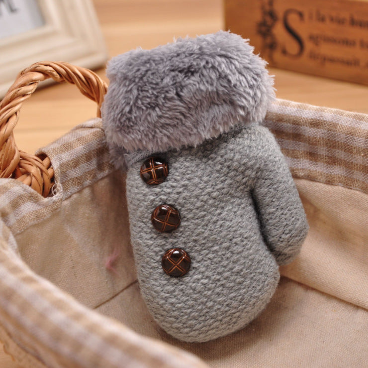 Children'S Gloves Winter New Boys Warm Baby Bag Refers To Children Plus Velvet Thick Knitted Woolen Gloves