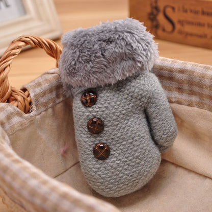 Children'S Gloves Winter New Boys Warm Baby Bag Refers To Children Plus Velvet Thick Knitted Woolen Gloves