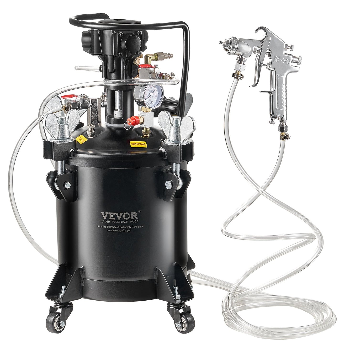 Spray Paint Pressure Pot, 10 L,2.5 Gal Fully Automatic Stirring Pressure Pot Tank, 70 Psi Adjustale Pressure, Pressure Pot Paint Tank With Spray Gun And Hoses, For Home Decor Industry Painting