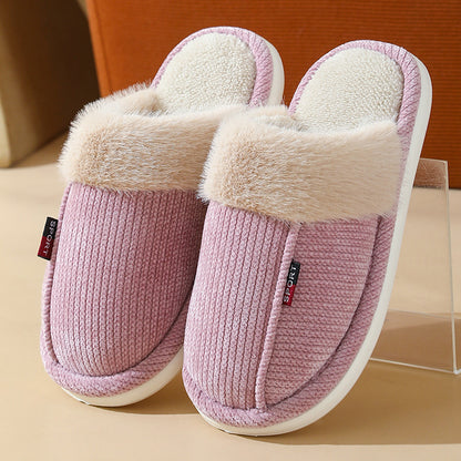 Fur Mouth Home Non-slip Thermal Cotton Slippers