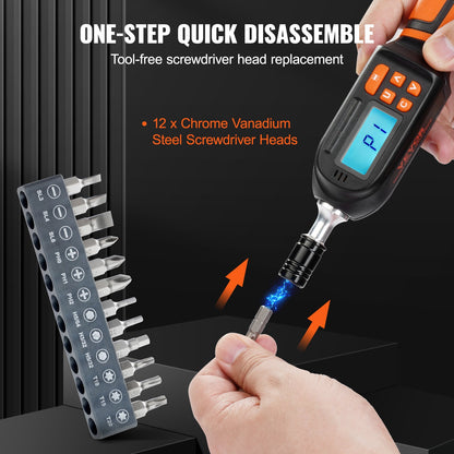 Digital Torque Screwdriver, 0.64 Cm Drive Screwdriver Torque Wrench, Electrician Torque Screwdriver With LCD, Comes With Screwdriver Bits And Storage Case