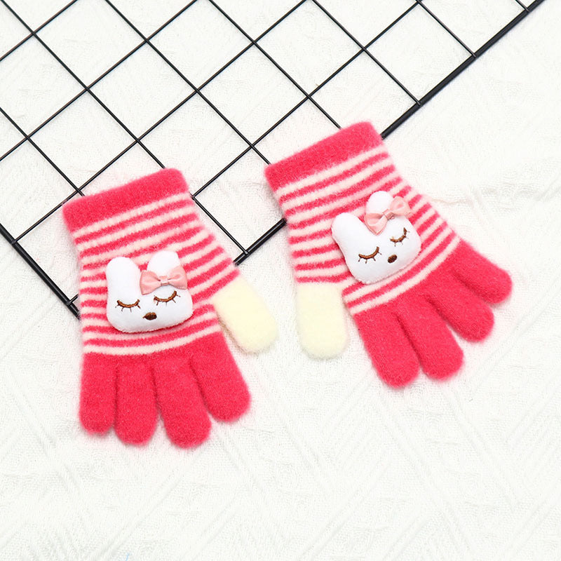 Children's Gloves Winter Warm Five Finger Girls Cute Baby Cartoon Boys Primary School Children Finger Autumn Winter