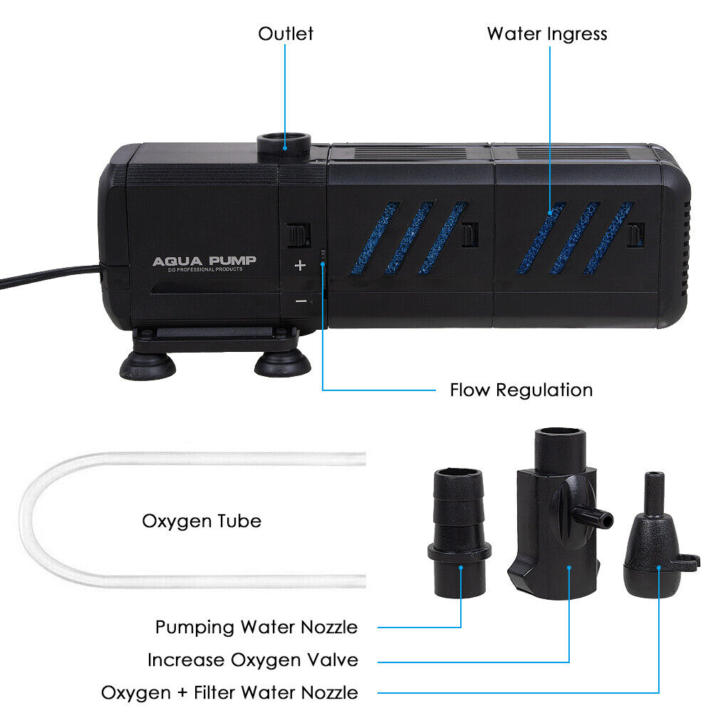 4 In 1 Aquarium Fish Tank Filter Water Internal Purifier Filter Oxygen Wave