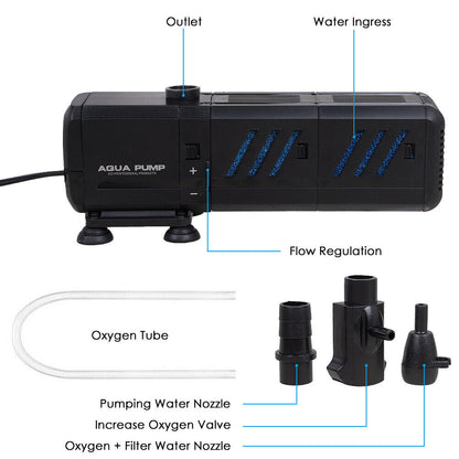 4 In 1 Aquarium Fish Tank Filter Water Internal Purifier Filter Oxygen Wave