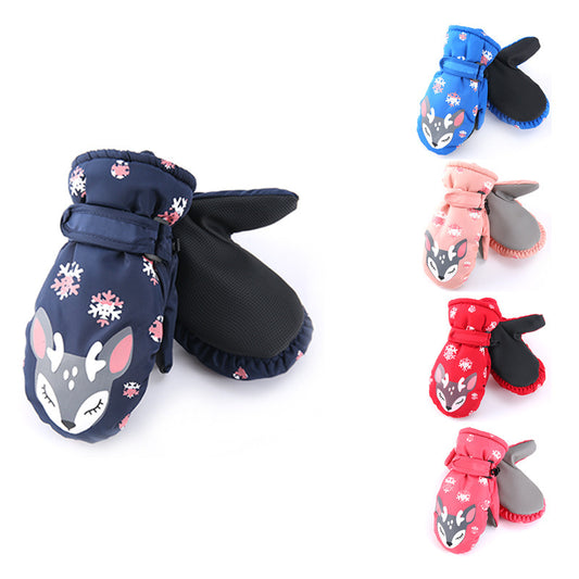 Cartoon Snowflake Deer Fever Gloves For Children