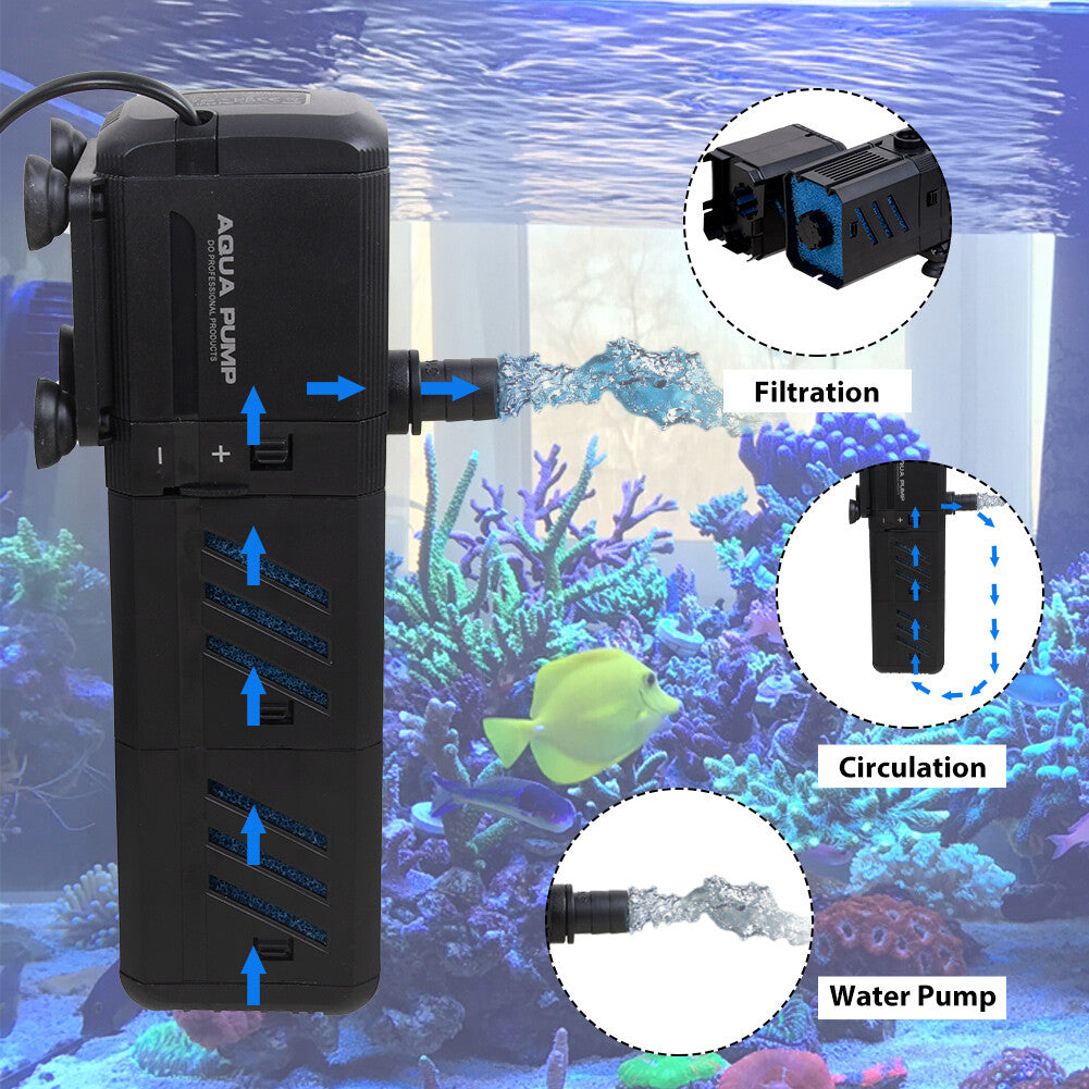 4 In 1 Aquarium Fish Tank Filter Water Internal Purifier Filter Oxygen Wave