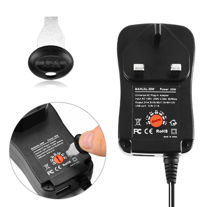 Universal 3-12V Adjustable Voltage Adaptor Charger USB AC DC Power Supply Adapte