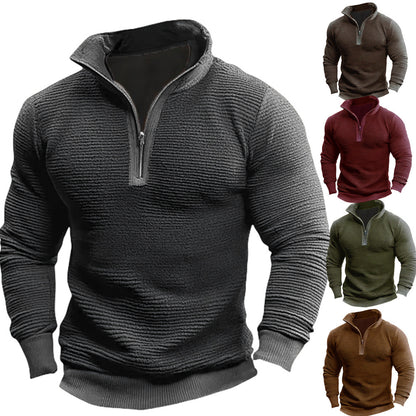 Men's Coat Contrast Color Zipper Casual Sweatshirt