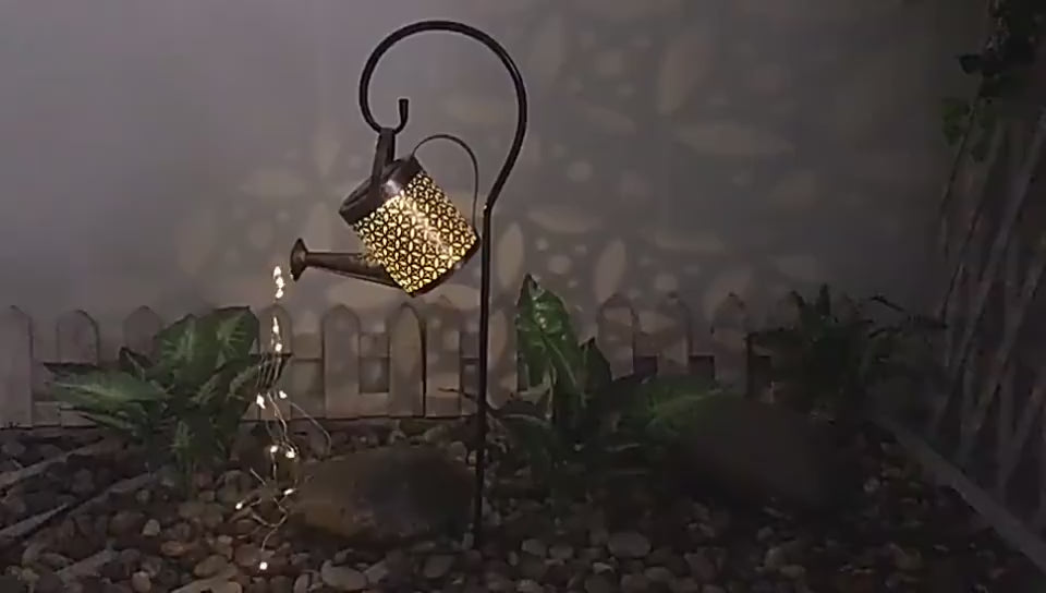 Outdoor Solar Watering Can Ornament Lamp Garden Ar